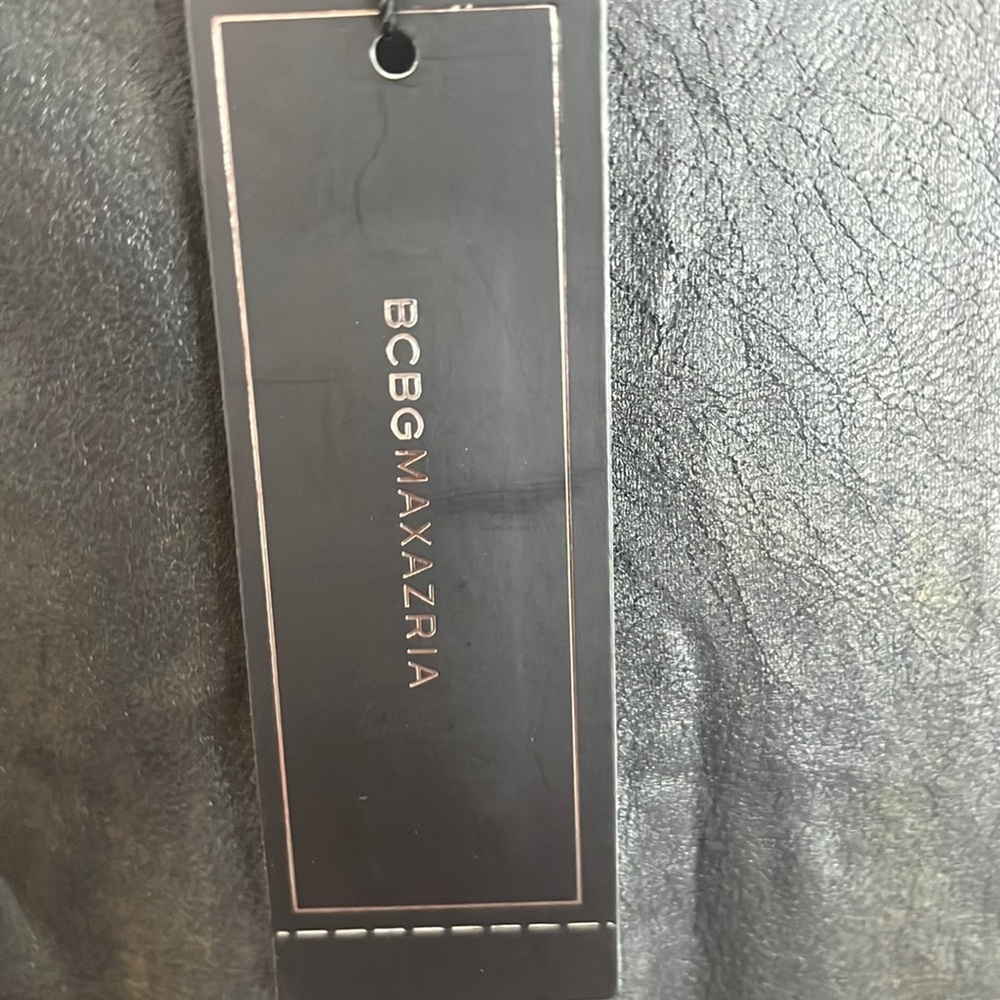 BCBGMaxAria black pleather pants w zippers